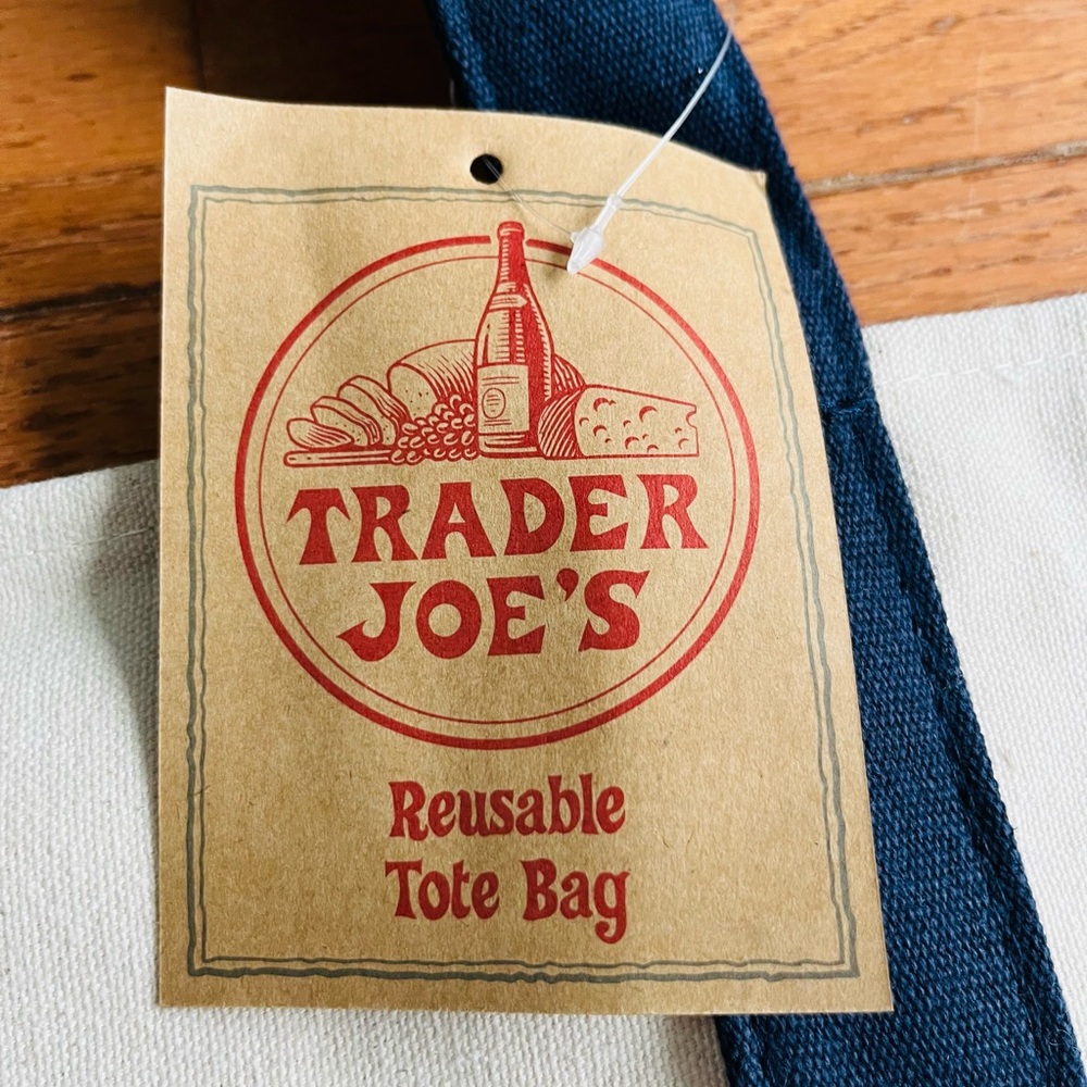 NWT Trader Joe's Reusable Canvas Tote Bag, Navy - Picture 5 of 6